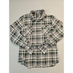 Vans Tailored Fit Y2K Plaid Flannel Shirt Men's Large Gray Long Sleeve Button Up